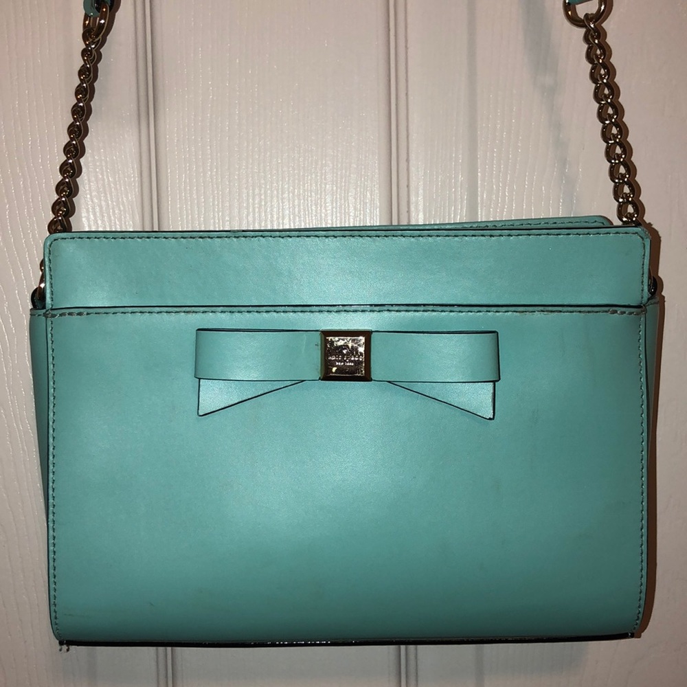 Teal Kate spade long strap purse